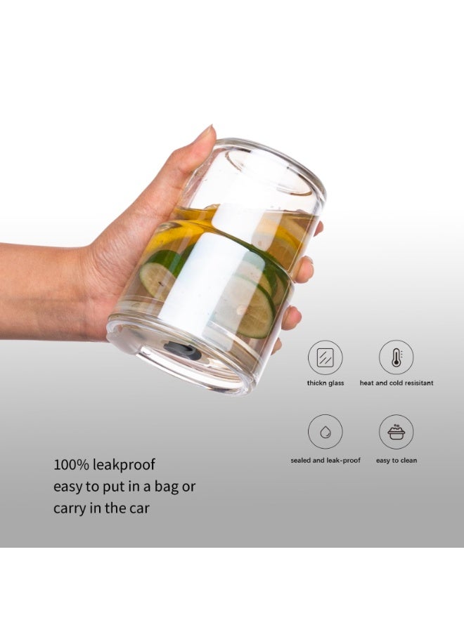 13oz / 400ml كوب الماء، أكواب القهوة المثلجة مع القش والغطاء المختوم تحمل، كوب القهوة الزجاجية كوب الشاي المثلج كأس زجاج معزول الجدار السميك (أبيض، 2pack) - Image 4